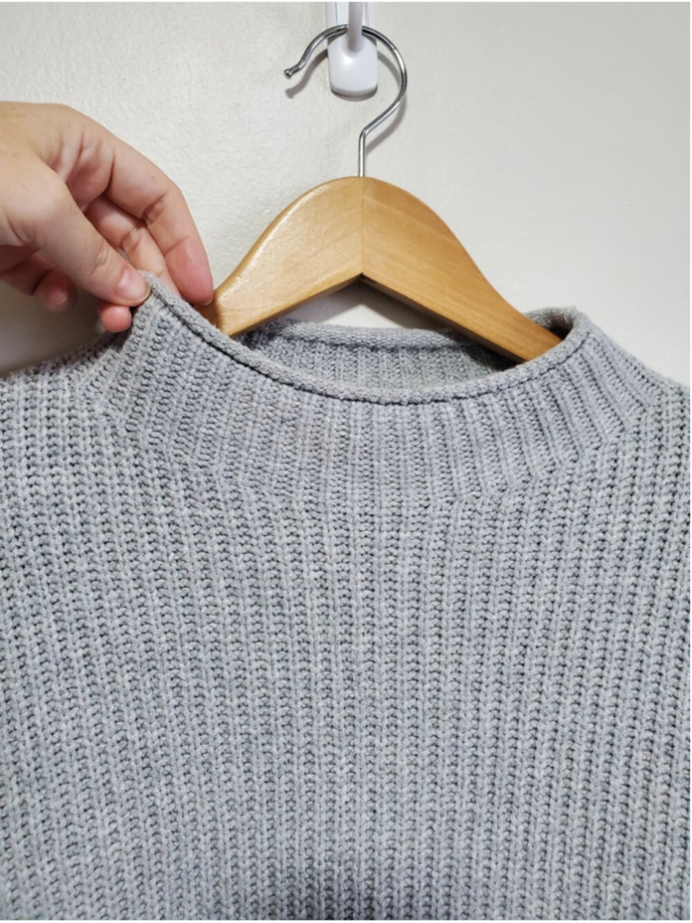 GAP Cashsoft Funnel Neck Oversized Sweater Grey Small Ribbed Knit Minimalist - Picture 3 of 13